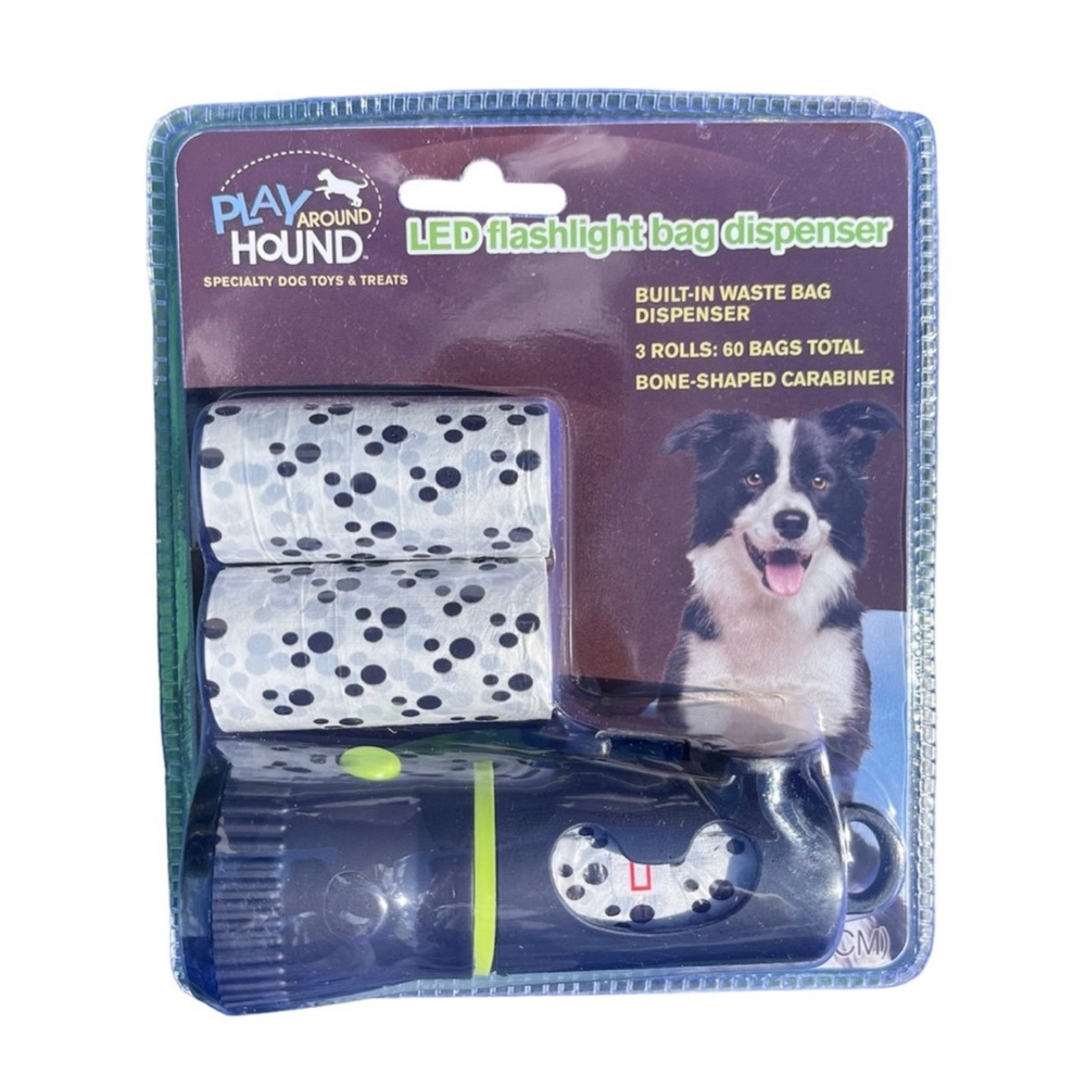 Play Around Hound: LED Flashlight Built Bag Dispenser Dog Bone Shaped Carabiner
